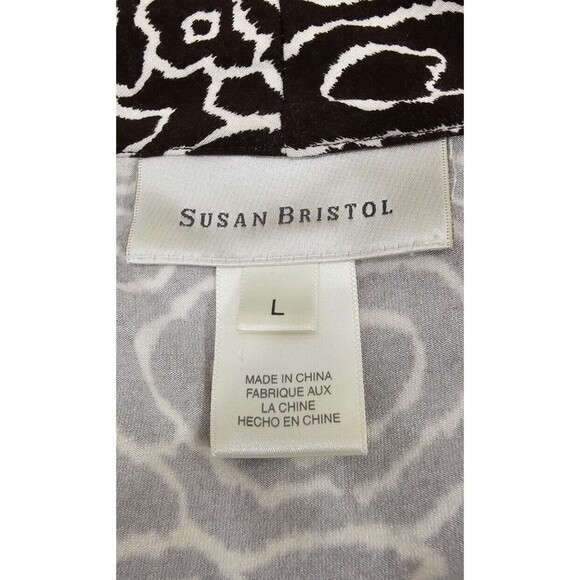 Susan Bristol Womens Midi Dress Brown Abstract Floral Rayon Knit Office Size 12 - Picture 3 of 13